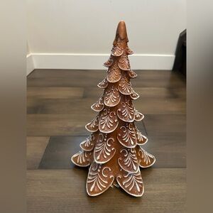 Frosted Gingerbread Christmas tree statue/ almost 14"